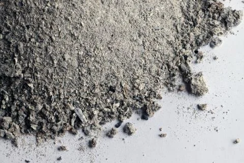 Gray ashes remaining on a white background Stock Photos
