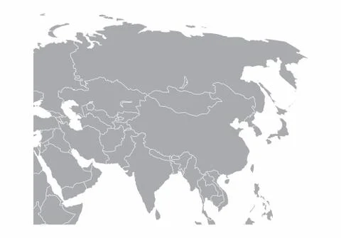 Gray Asia map Stock Illustration