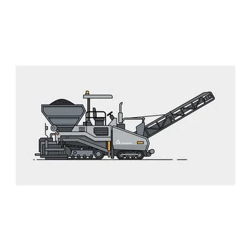 Gray asphalt paver machine for road construction work Stock Illustration