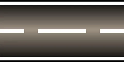 Gray asphalt road with white dashed lane markings and solid side lines, sym.. Stock Illustration