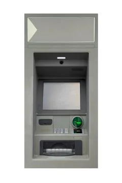 Gray ATM isolated on white background Stock-Fotos