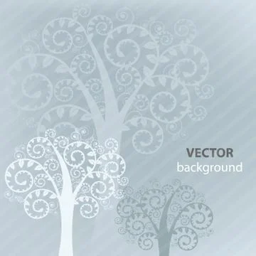 Gray background with abstract trees Stock Illustration