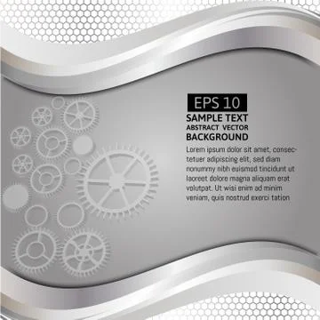 Gray background and white gears abstract technology vector with copy space Stock Illustration