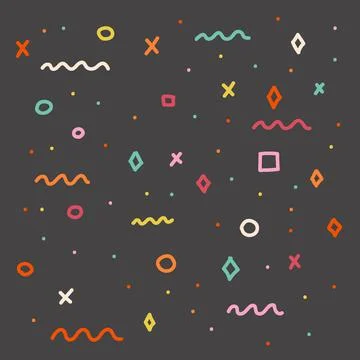 A gray background with bright funny figures Stock Illustration