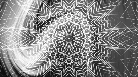 Gray background displays white geometric star patterns radiating outwards. Stock Footage 316885058