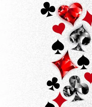 Gray background with polygonal playing cards symbols Stock Illustration