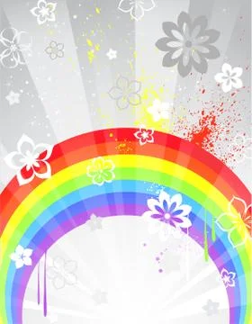 Gray background with a rainbow. Stock Illustration