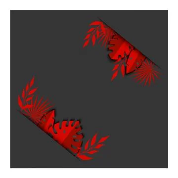 Gray background with red leaves Illustrazione stock