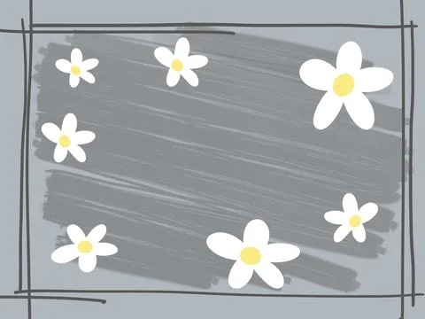 Gray background with spring flowers Stock Illustration