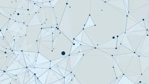 Gray background. Transforming structure. Blue facets. Melting triangles. Blue Stock Footage 93703018