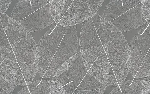 Gray background with white leaf texture Stock Illustration