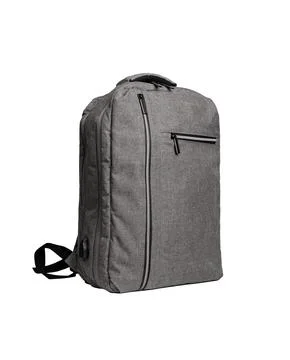 Gray backpack, school bag isolated on white background Stock Photos