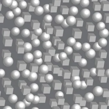 Gray Balls and Cubes Seamless Pattern Stock Illustration