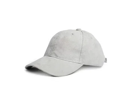 Gray baseball cap with curved brim and adjustable strap Stock Photos