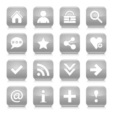 Gray basic sign rounded square icon web button 스톡 일러스트