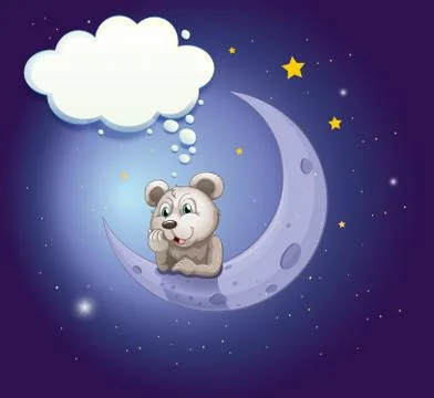 A gray bear leaning over the moon with an empty callout Ilustração Stock
