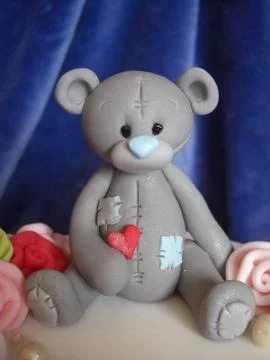 Gray bear with red heart Stock Photos