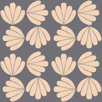 Gray beige monochrome clam shell on dark background seamless pattern nautical Stock Illustration