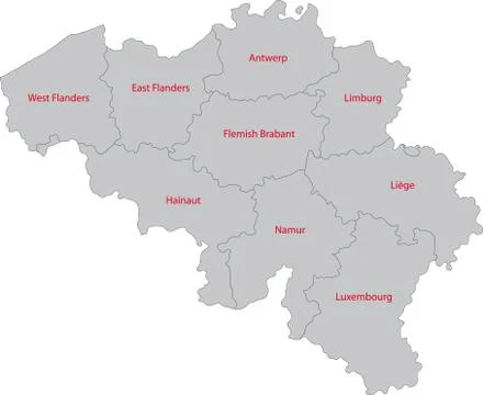 Gray Belgium map Stock Illustration