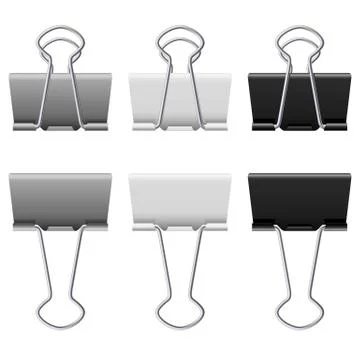 Gray binder clips. Illustration on white background Stock Illustration