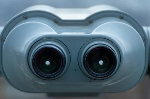 Gray binoculars on the observation deck Stock Photos