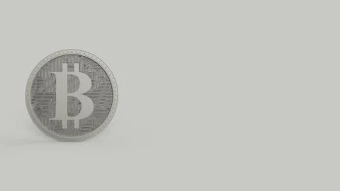 Gray bitcoin silver coin Isolated with color background bit-coin 3d render is Stock Illustration