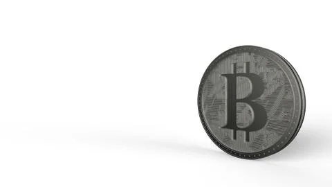 Gray bitcoin silver coin Isolated with white background bit-coin 3d render is Stock Illustration