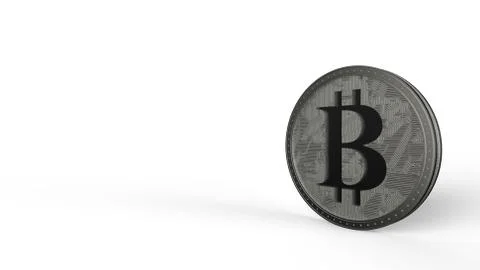Gray bitcoin silver coin Isolated with white background bit-coin 3d render is Stock-Illustration