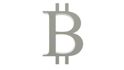 Gray bitcoin silver sign icon Isolated with white background. 3d render isola Stock Illustration