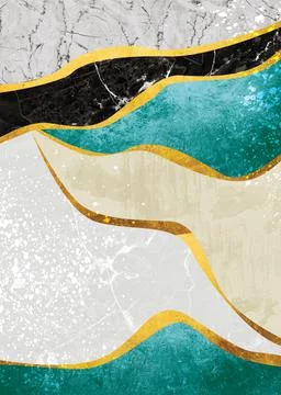 Gray, black and green marble separated by gold stripes Stock Illustration