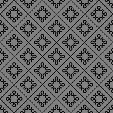 Gray black asian floral pattern                  Stock Illustration