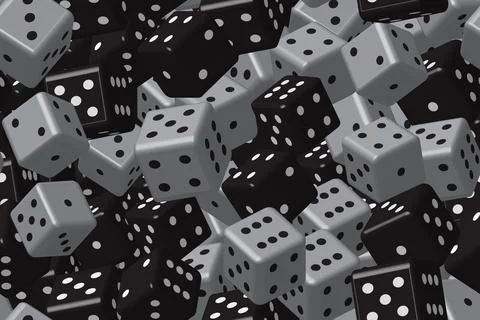 Gray Black Dice Seamless Pattern, 3D Vector Illustration Stockillustratie