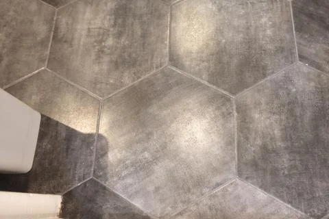 Gray black hexagon floor pattern as design background Stock Photos