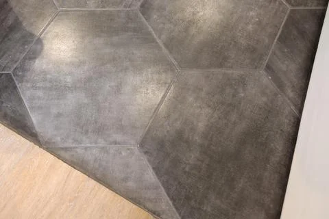 Gray black hexagon floor pattern as design background Stock-Fotos