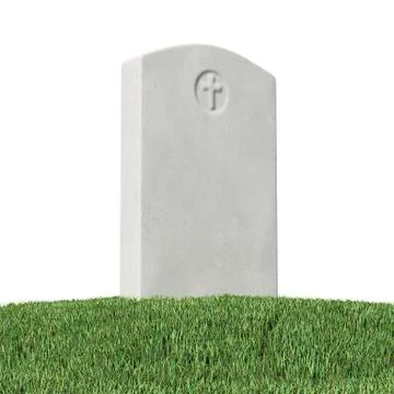 Gray blank gravestone on green grass isolated Stock Illustration