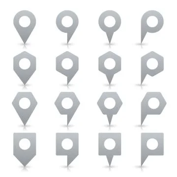 Gray blank map pin sign flat location icon Illustrazione stock