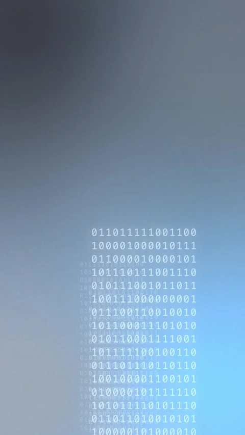 Gray blue gradient with vertical glowing binary code, Seamless Loop Stock Footage 341857212