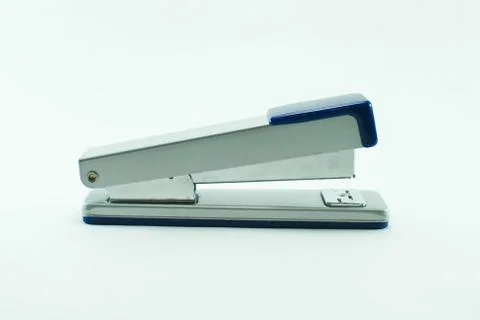 Gray-blue stapler on a white background; isolated  Stock Photos