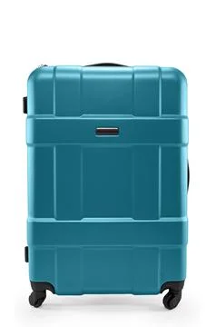 Gray-blue suitcase plastic Stock Photos