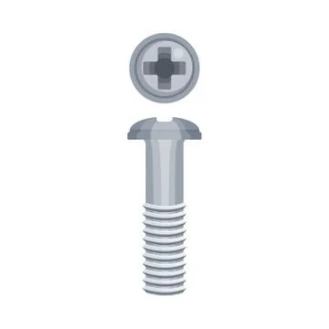 Gray bolt with a cross on a hat. Side and top view. Vector illustration on a Stock Illustration