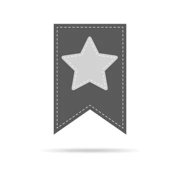 Gray bookmark icon with star . Vector illustration. Stock Illustration
