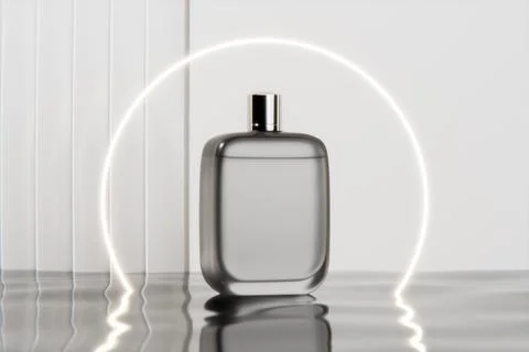 Gray bottle of perfume on illuminated background Stock Illustration