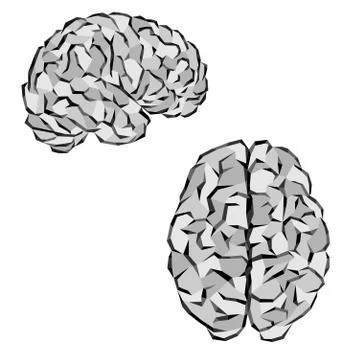 Gray brain silhouettes Stock Illustration