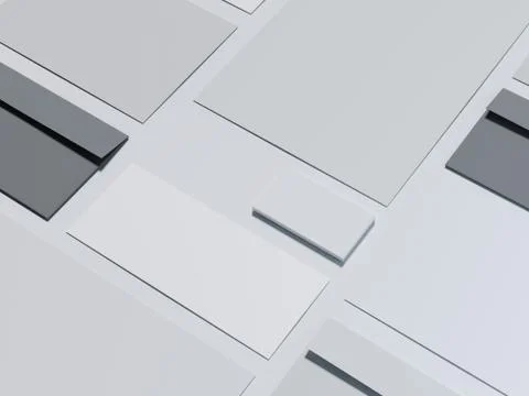 Gray branding mockup with dark envelopes. 3d rendering Illustrazione stock