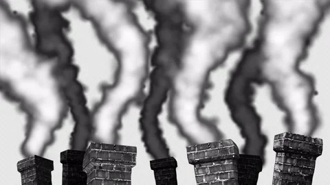 A gray brick chimney and rising smoke (Seamless Loop, with Alpha Channel) Vidéo 332968295