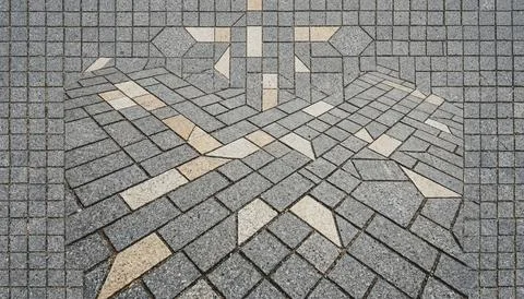 Gray brick mosaic floor pattern closeup. 스톡 일러스트