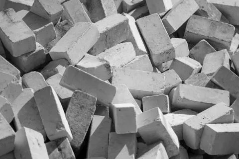 Gray bricks on construction site as background Foto stock