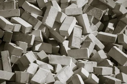 Gray bricks on construction site as background Stockfoto's