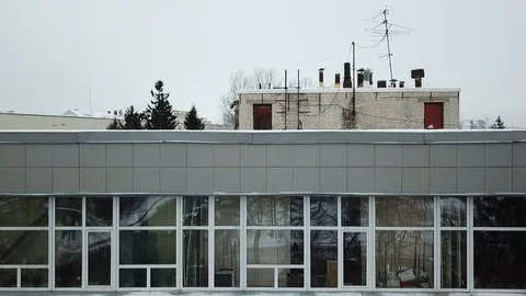 Gray building with large glass windows Stock-Footage 111242213