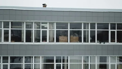 Gray building with large glass windows Stock-Footage 111242680